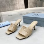 PRADA QUILTED NAPPA LEATHER HEELED SANDALS DESERT BEIGE 1XX583