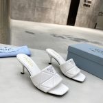 PRADA QUILTED NAPPA LEATHER HEELED SANDALS WHITE 1XX583