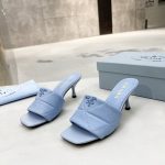 PRADA QUILTED NAPPA LEATHER HEELED SANDALS LIGHT BLUE 1XX583