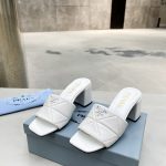 PRADA QUILTED NAPPA LEATHER HEELED SANDALS WHITE 1XX583