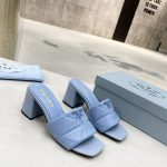PRADA QUILTED NAPPA LEATHER HEELED SANDALS LIGHT BLUE 1XX583