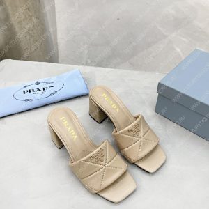 PRADA QUILTED NAPPA LEATHER HEELED SANDALS DESERT BEIGE 1XX583 - Image 4