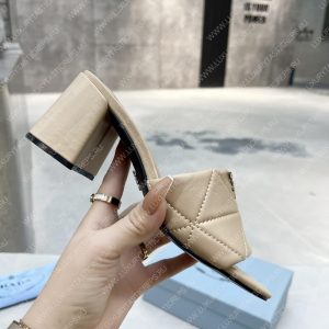 PRADA QUILTED NAPPA LEATHER HEELED SANDALS DESERT BEIGE 1XX583 - Image 5