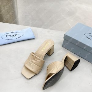 PRADA QUILTED NAPPA LEATHER HEELED SANDALS DESERT BEIGE 1XX583 - Image 8