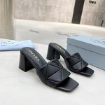 PRADA QUILTED NAPPA LEATHER HEELED SANDALS BLACK 1XX583