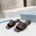 PRADA QUILTED NAPPA LEATHER SABOTS DARK BROWN 1XX583