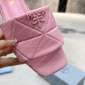 PRADA QUILTED NAPPA LEATHER SABOTS PINK 1XX583 - Image 5