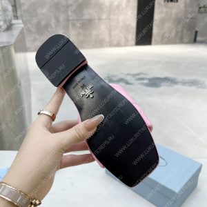 PRADA QUILTED NAPPA LEATHER SABOTS PINK 1XX583 - Image 6