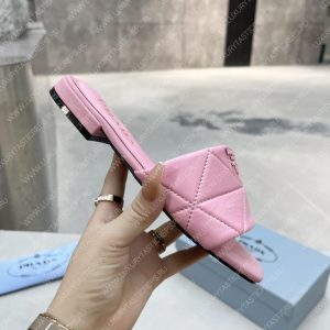PRADA QUILTED NAPPA LEATHER SABOTS PINK 1XX583 - Image 7