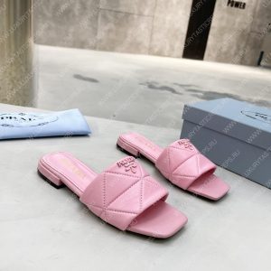 PRADA QUILTED NAPPA LEATHER SABOTS PINK 1XX583 - Image 8