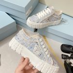PRADA DOUBLE WHEEL NYLON GABARDINE SNEAKERS TWEED BLUE 1E260M