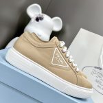 PRADA SOFT CALF LEATHER SNEAKERS BEIGE 4E3560