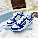 PRADA DOWNTOWN LEATHER SNEAKERS WHITE/CYCLAMEN PINK 2EE364