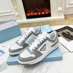 PRADA DOWNTOWN LEATHER SNEAKERS WHITE/GREY 2EE364