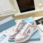 PRADA DOWNTOWN LEATHER SNEAKERS WHITE/PINK 2EE364