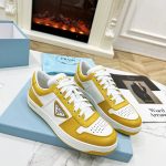 PRADA DOWNTOWN LEATHER SNEAKERS WHITE/SUN 2EE364