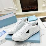 PRADA DOWNTOWN LEATHER SNEAKERS WHITE/BLACK 2EE364
