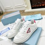 PRADA DOWNTOWN LEATHER SNEAKERS WHITE/PINK 2EE364
