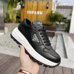 PRADA LEATHER SNEAKERS BLACK 1E804M