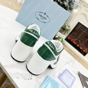 PRADA DOWNTOWN HIGH-HEELED LEATHER SNEAKERS WHITE/MANGO 1E792M - Image 5