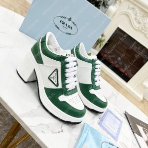 PRADA DOWNTOWN HIGH-HEELED LEATHER SNEAKERS WHITE/MANGO 1E792M - Image 6