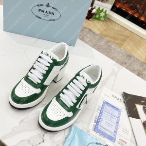 PRADA DOWNTOWN HIGH-HEELED LEATHER SNEAKERS WHITE/MANGO 1E792M - Image 8