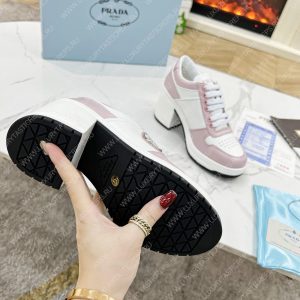 PRADA DOWNTOWN HIGH-HEELED LEATHER SNEAKERS WHITE/PINK 1E792M - Image 7