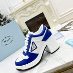 PRADA DOWNTOWN HIGH HEELED SNEAKERS WHITE/CYCLAMEN PINK 1E792M