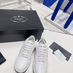 PRADA DOWNTOWN PERFORATED LEATHER SNEAKERS WHITE/BLACK 1E792M