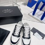 PRADA DOWNTOWN LEATHER SNEAKERS WHITE/BLACK 2EE364