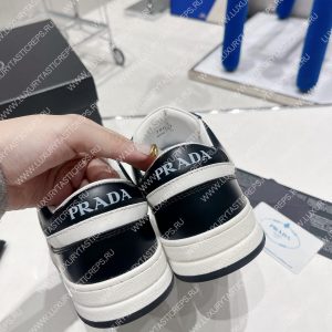 PRADA DOWNTOWN LEATHER SNEAKERS WHITE/BLACK 2EE364 - Image 7