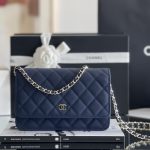 CHANEL Mini flap bag Navy Blue A33814