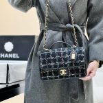 CHANEL Small Flap Bag with Top Handle Black, White & Multicolor AS3653