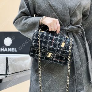 CHANEL Small Flap Bag with Top Handle Black, White & Multicolor AS3653 - Image 4