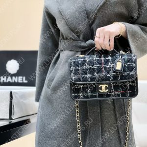 CHANEL Small Flap Bag with Top Handle Black, White & Multicolor AS3653 - Image 6