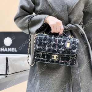 CHANEL Small Flap Bag with Top Handle Black, White & Multicolor AS3653 - Image 9