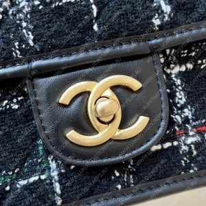 CHANEL Small Flap Bag with Top Handle Black, White & Multicolor AS3653 - Image 14