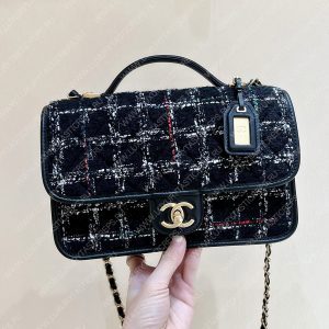 CHANEL Small Flap Bag with Top Handle Black, White & Multicolor AS3653 - Image 19