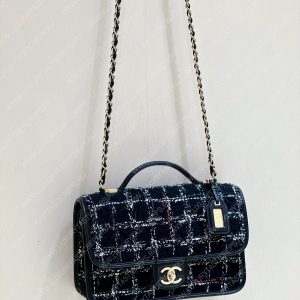 CHANEL Small Flap Bag with Top Handle Black, White & Multicolor AS3653 - Image 20