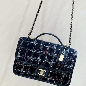 CHANEL Small Flap Bag with Top Handle Black, White & Multicolor AS3653 - Image 21