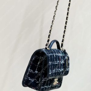 CHANEL Small Flap Bag with Top Handle Black, White & Multicolor AS3653 - Image 22