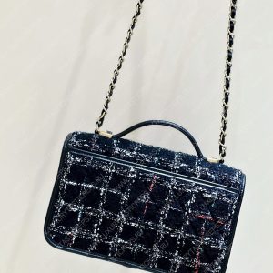CHANEL Small Flap Bag with Top Handle Black, White & Multicolor AS3653 - Image 23