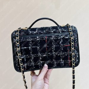 CHANEL Small Flap Bag with Top Handle Black, White & Multicolor AS3653 - Image 26