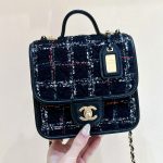 CHANEL MINI Flap Bag with Top Handle Black, White & Multicolor AS3652