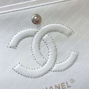 CHANEL Small Classic Handbag Bag White A01113 - Image 3