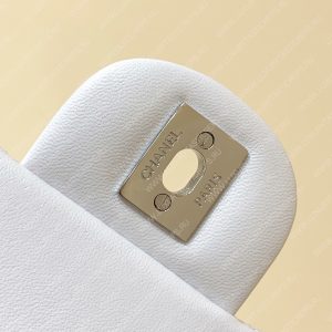 CHANEL Small Classic Handbag Bag White A01113 - Image 4