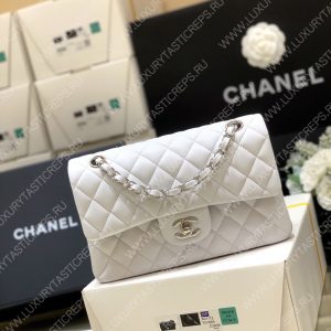 CHANEL Small Classic Handbag Bag White A01113 - Image 8