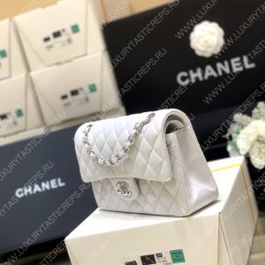 CHANEL Small Classic Handbag Bag White A01113 - Image 9