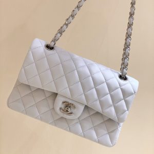 CHANEL Small Classic Handbag Bag White A01113 - Image 10