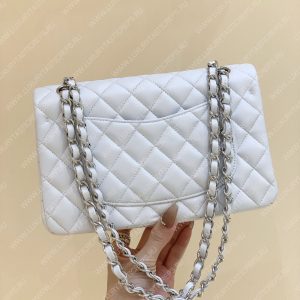 CHANEL Small Classic Handbag Bag White A01113 - Image 13